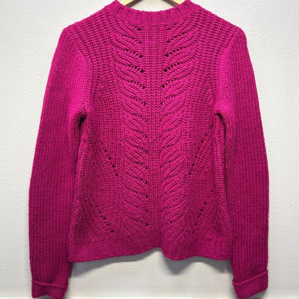 Boden Red Pink Cable Knit Wool Blend Pullover Crewneck Sweater Women Sz S